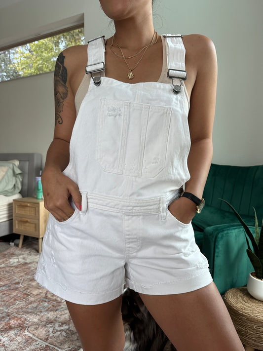 White Classic Overall Shorts