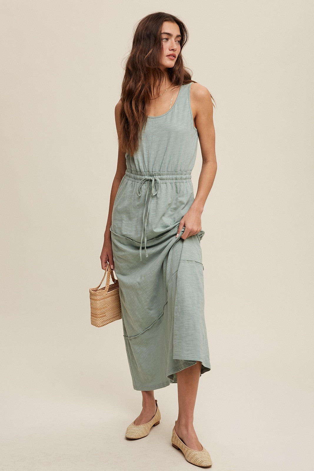 Sage Bush Drawstring Dress