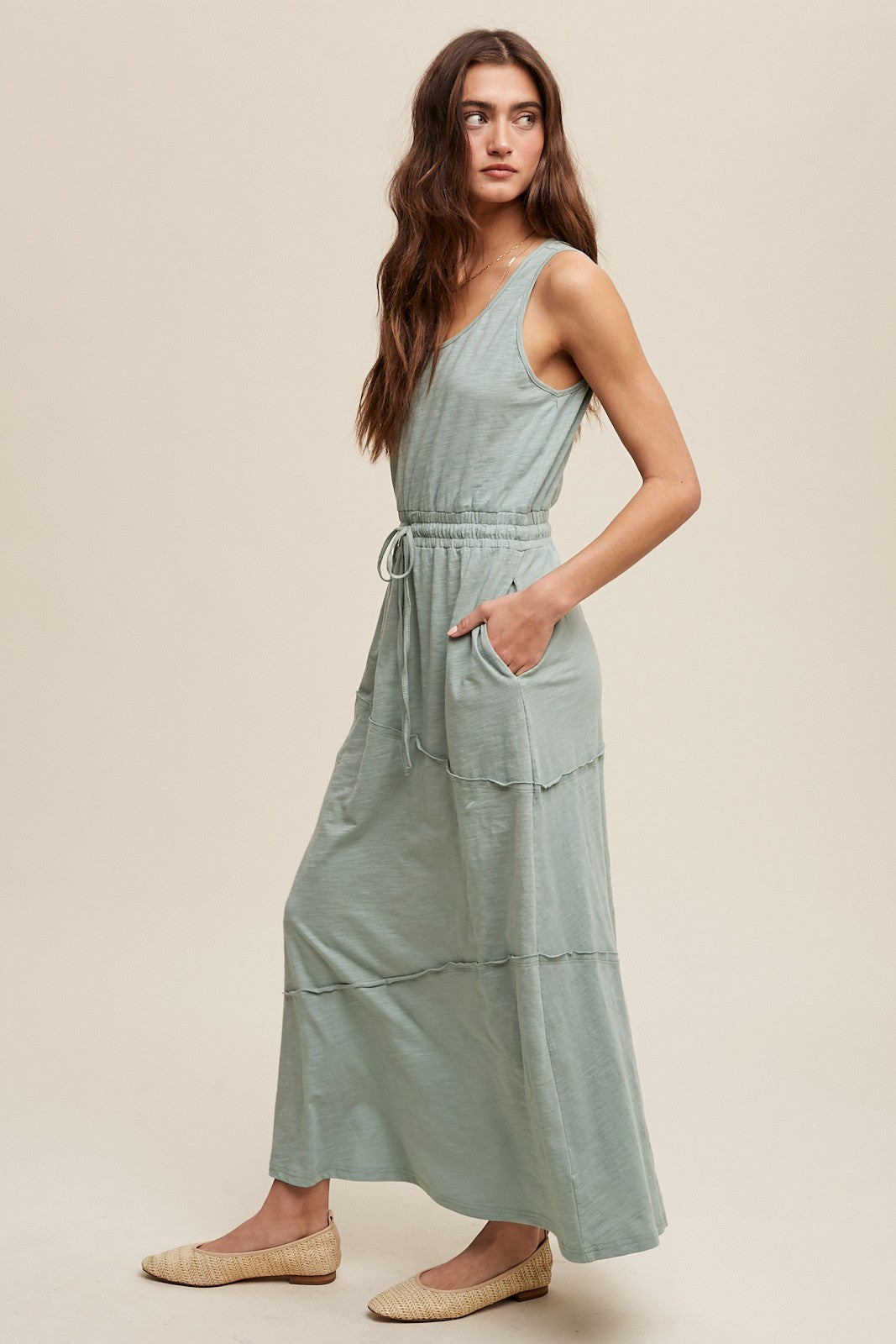 Sage Bush Drawstring Dress