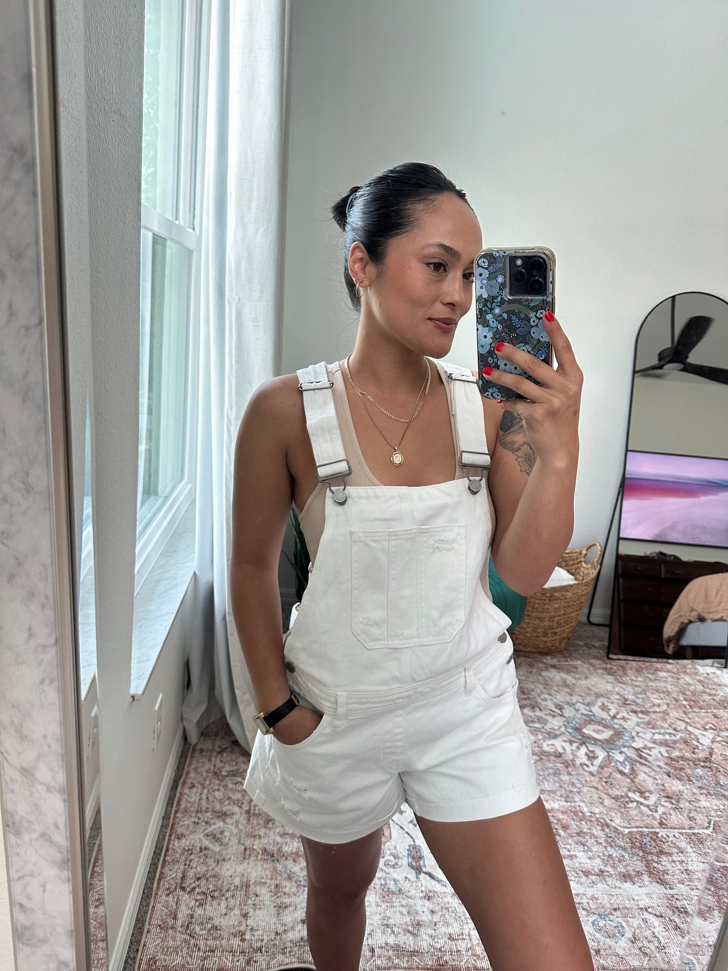 White Classic Overall Shorts