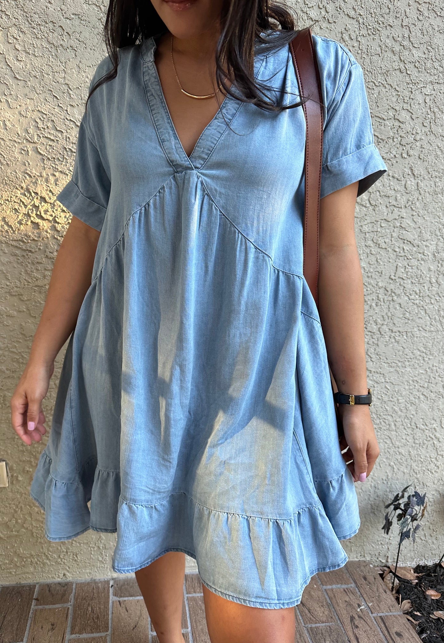 Blue Sky Chambray Mini Dress