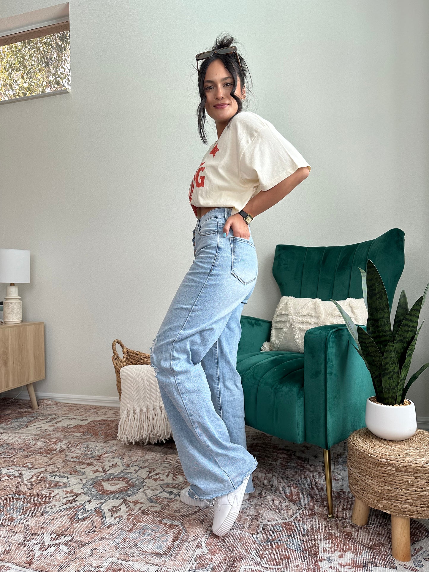 Blue Agave Wide Leg Jeans