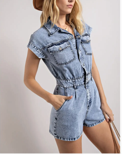 Down to Earth Denim Romper