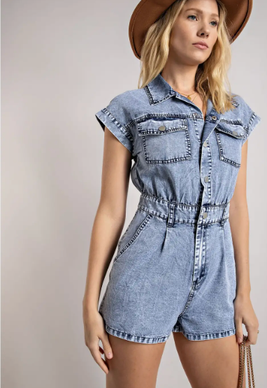 Down to Earth Denim Romper