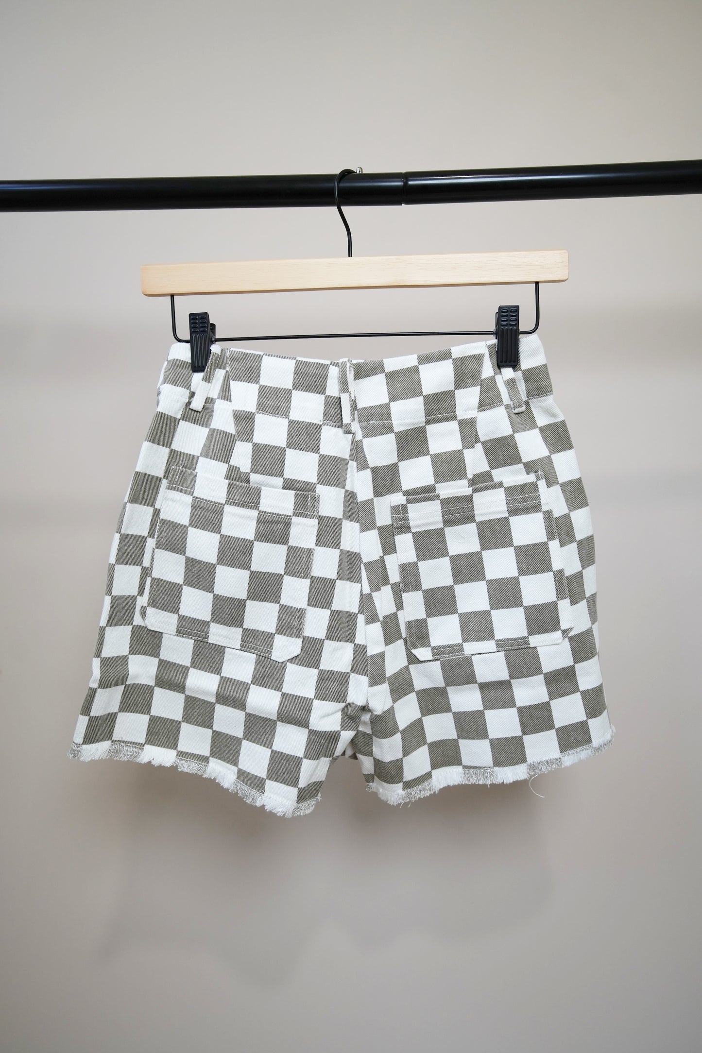 Dusty Sage Checkered Shorts