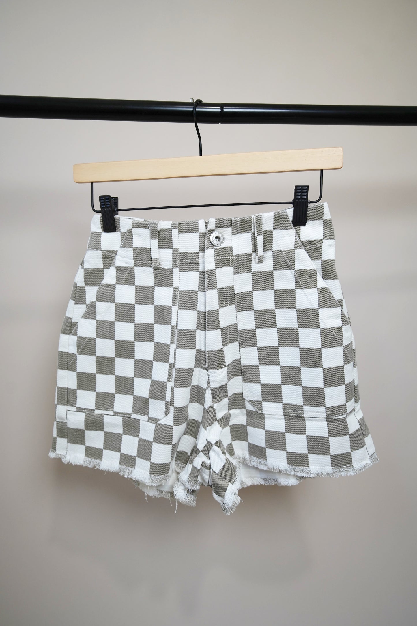 Dusty Sage Checkered Shorts