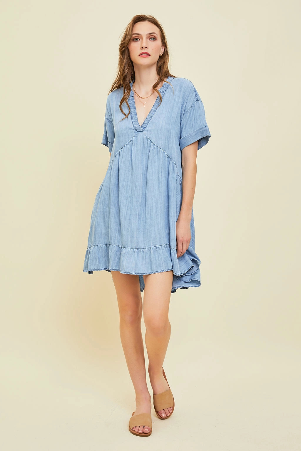 Blue Sky Chambray Mini Dress